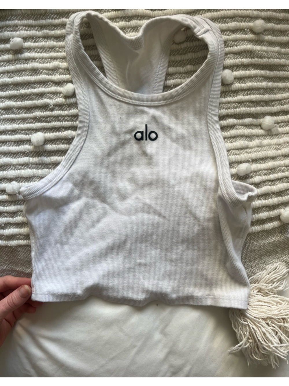 Alo cropped race back tank